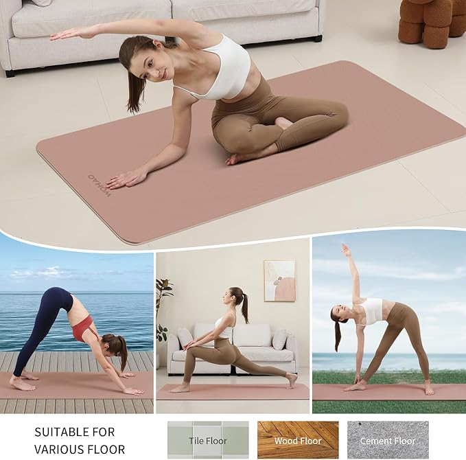 Extra Wide & Thick 8mm Yoga Mat, 72"x31.5" Large Non Slip Exercise Mat, Premium POE Material for Superior Cushioning & Stability, with Strap for Home Gym, Pilates - Bloomnest