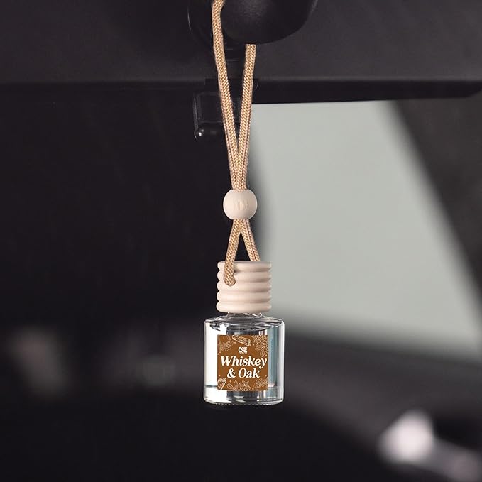 CANDECraftCo Car Air Hanging Fragrance Oil, Car Auto Freshener for Essential Oils, Scents Fragrance Aromatherapy Automobile Diffuser, Long Lasting (Whiskey & Oak) - Bloomnest