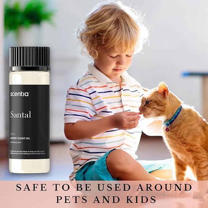 Santal Diffuser Oil – Premium 20ml Santal-Inspired Blend – Sandalwood, Amber, Musk, Cedar, Cardamom – Luxury Fragrance Oil for Ultrasonic & Waterless Diffusers – Made in USA Scentia