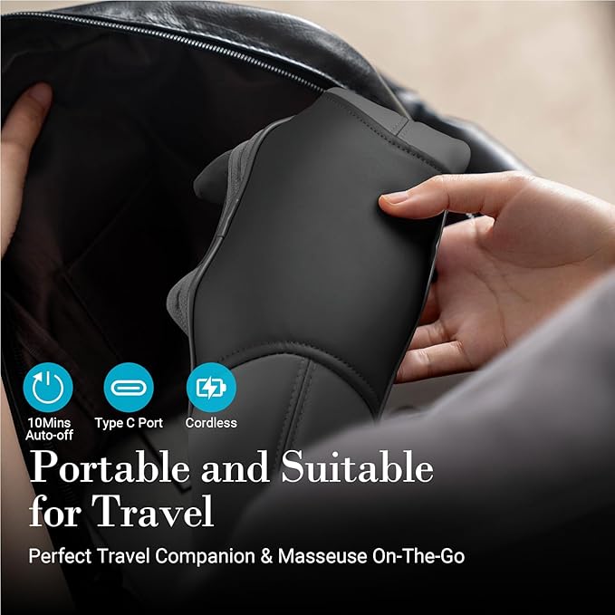 Shiatsu Neck and Shoulder Massager with Heat - HSA Eligible, Cordless 4D Deep Tissue Kneading Massager, Rechargeable Massage for Neck, Shoulder