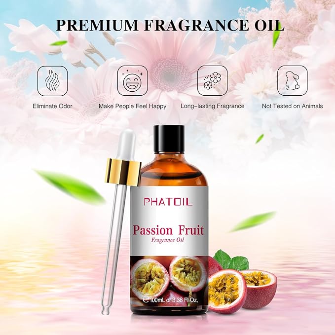 PHATOIL 3.38FL.OZ Passion Fruit Fragrance Oils for Aromatherapy, Essential Oils for Diffusers for Home, Perfect for Diffuser, Yoga, Skin Care, DIY Candle and Soap Making - 100ml - Bloomnest