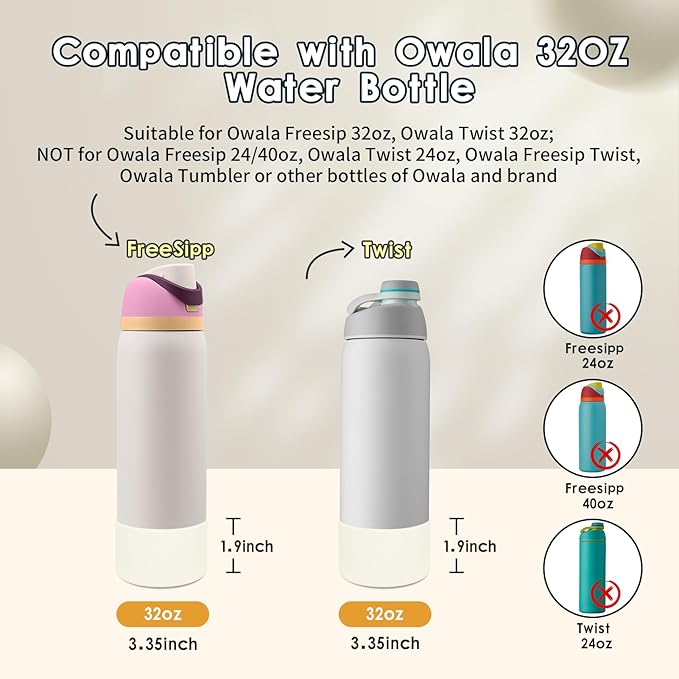 2PCS Silicone Water Bottle Boot, Compatible with Owala 24oz 32oz 40oz, Protective Anti-Scratch & Anti-Dent No Noise Sleeve Cover for FreeSip/Twist/Flip Water Bottles (Daybreak, 32oz) BKBY