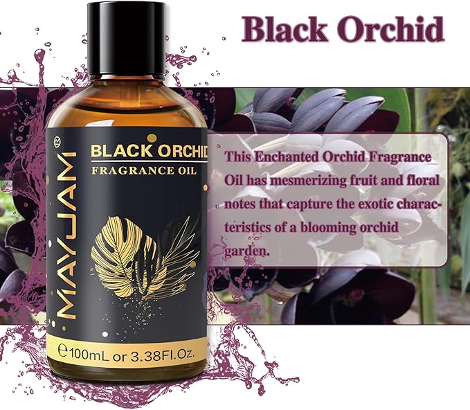 MAYJAM 100ML/3.38FL.OZ Black Orchid Fragrance Oils with Glass Dropper, Essential Oils for Diffusers for Home, Long Lasting Scented Oils for Diffusers Soap Candle Making - Bloomnest