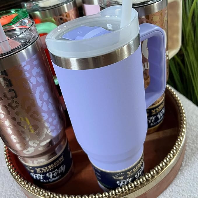 Yukon Outfitters Fit Forty 40oz Double Wall Vacuum Insulated Stainless Steel Tumbler with Reusable Straw & Ergonomic Handle | For Hot or Cold Beverage, Lavender - Bloomnest