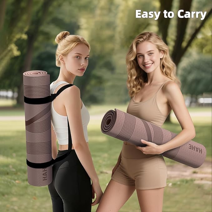 Yoga Mat High Density Exercise Mat, 76"x32"x0.27"Thick Wide & Large Yoga Mat for Women Men, Professional POE Workout Mat for Yoga, Pilates, Fitness & Stretching - Bloomnest