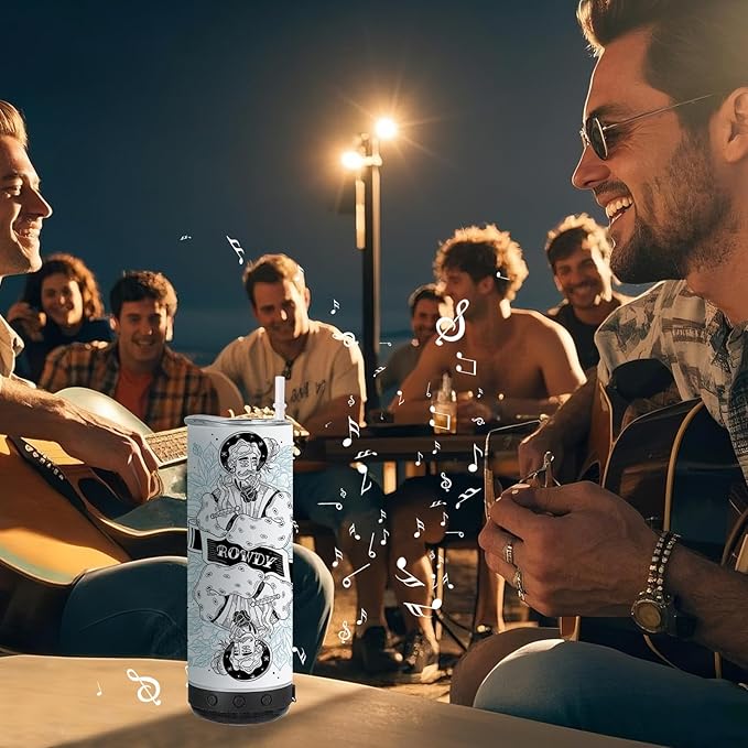 6 Pack 20 OZ Sublimation Blank Tumblers Bulk Stainless Steels Double Vacuum Bluetooth Speaker Music Insulated Tumbler with Lid and Straw Heat Transfer Cup Black - Bloomnest