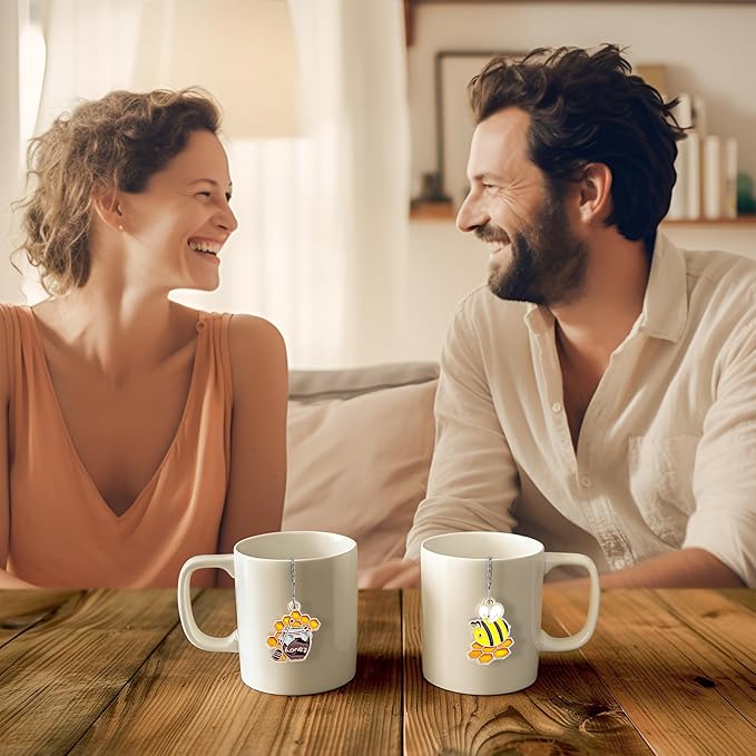 Tea Strainers for Loose Tea, Set of 2 NSTaygate Stainless Steel Tea Ball, Tea infuser with Honeybee & Honey Jar Beehive Charm Pendant Loose Leaf Tea Steeper