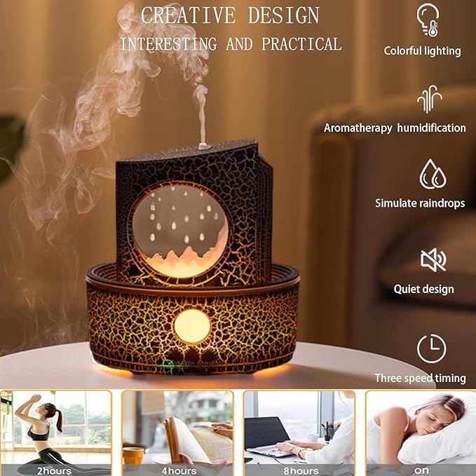 Aromatherapy Humidifier for Sleep Relaxation, Raindrop Humidifiers,Aromatherapy Diffuser with 3 LED Color Changing Lights and Auto-Off, Air humidifier Suitable for Home, Office - Bloomnest