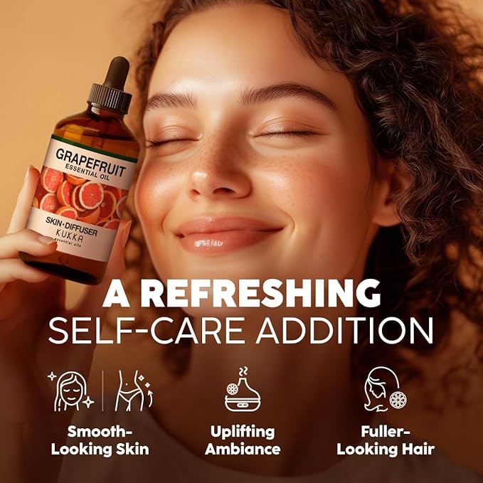 KUKKA Grapefruit Essential Oils - 4 Fl Oz - for Hair, Skin, Diffuser, Aromatherapy & DIY Soap Making Scent - Bloomnest