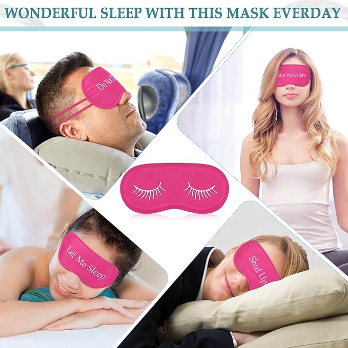 Eurzom 20 Pieces Funny Eye Sleeping Mask Bulk with Adjustable Strap Blackout Eye Sleep Mask for Night Blindfold Cover for Women Men(Rose Red) - Bloomnest