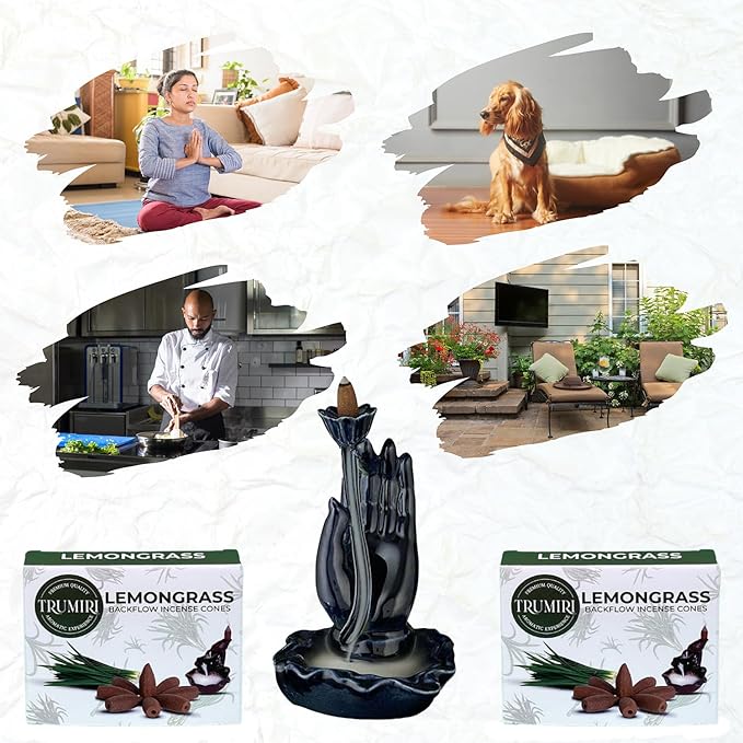 TRUMIRI Lemongrass Backflow Incense - Dual Pack of 10 Cones - Waterfall Effect TRUMIRI