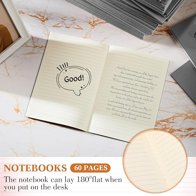 Mimorou 100 Pcs Journals Notebooks Bulk - Kraft Softcover A5 Small Notebooks 5.5 Inch x 8.3 Inch Notepads with 60 Page 30 Sheet for Writing Sketch Travel Office Supplies(Grey,Lined) - Bloomnest