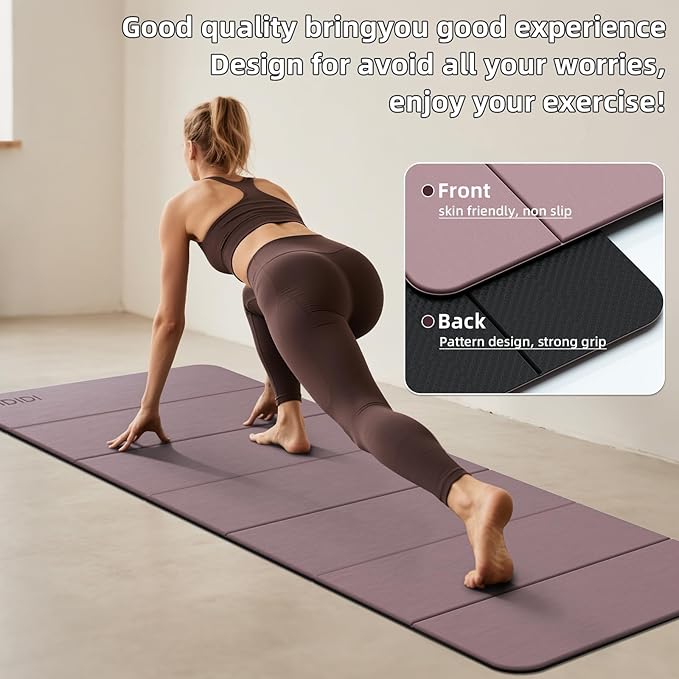 Foldable Yoga Mat Extra Thick 0.32 Inches Eco-Friendly POE Material, Non-Slip Design Fitness Mats, Multi-Purpose Workout Mats For Studio or Home Use (71 x 24 x 0.32 inches） - Bloomnest