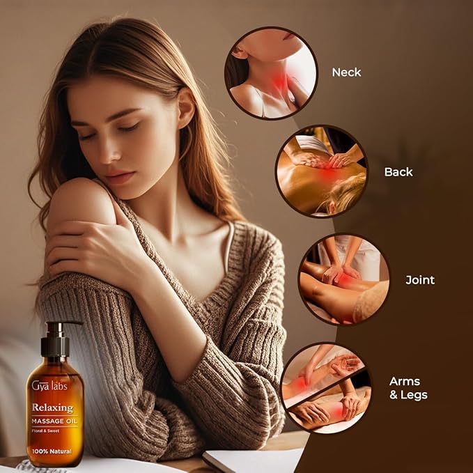 Gya Labs Relaxing Massage Oil - 6.76 Fl Oz - Non-Greasy Formula for Sore Muscles, Deep Relaxation & All Skin Types - Suitable for Men & Women - Bloomnest
