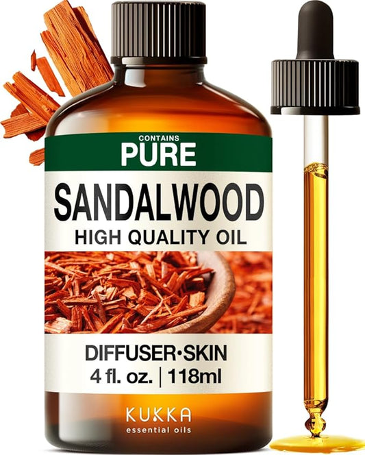 KUKKA Sandalwood Essential Oils - 4 Fl Oz - for Hair, Skin, Diffuser, Aromatherapy & DIY Soap Making Scent - Bloomnest