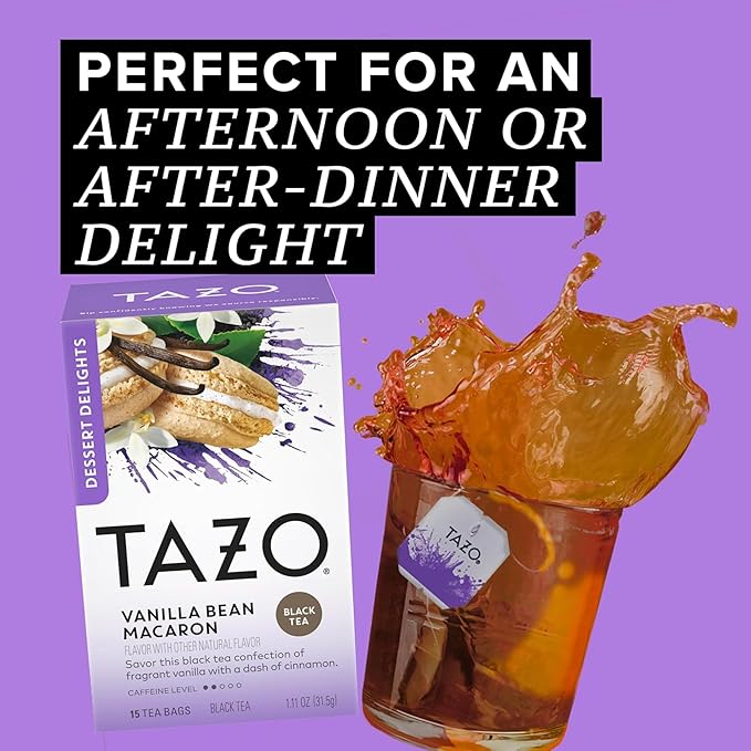 TAZO Tea Bags, Glazed Lemon Loaf Herbal Tea, & Vanilla Bean Macaron Black Tea 15CT (1ea) (Variety Pack) - Bloomnest
