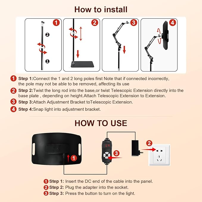 Red Light Therapy for Body and Face, Red Light Panel with 660nm & 850nm LEDs, Infrared Light Therapy Lamp with Adjustable Stand, Red Light-Therapy at Home with Eyes Protection Goggles Fussion
