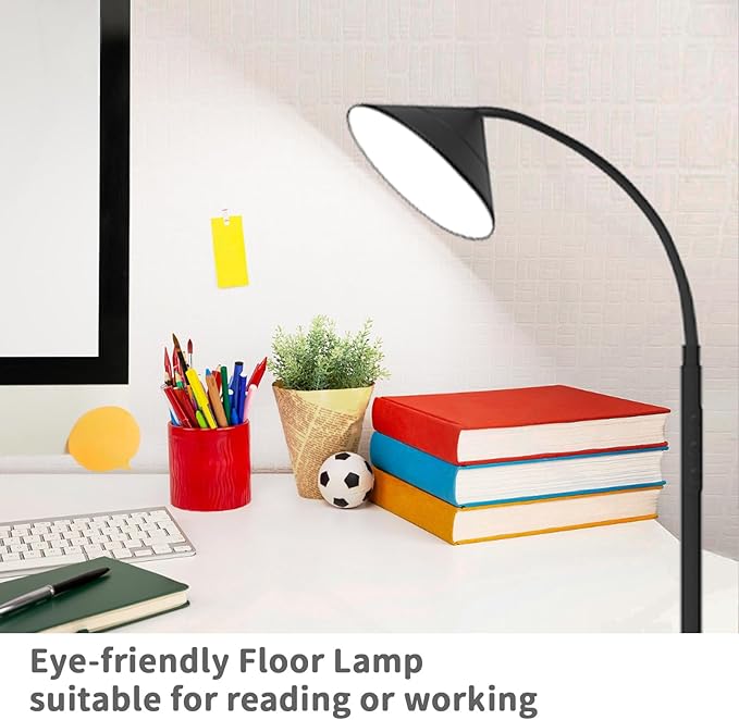 76" LED Floor Lamp, 18W/1800LM Super Bright Reading Standing Lamp,Stepless Dimmable&Adjustable Color Temperature 2700K-6500K w/Remote& Touch Control Lamps for Living Room Bedroom Office Black - Bloomnest