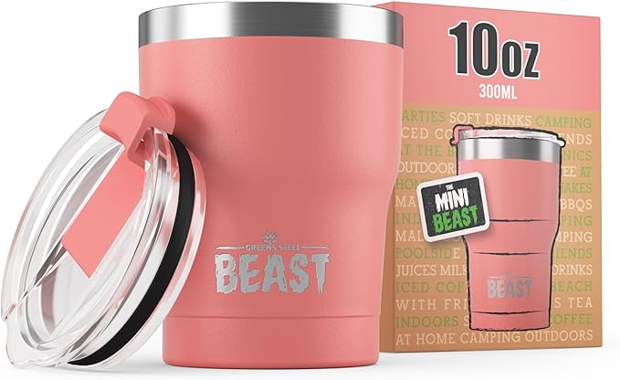 Beast 10 oz Tumbler Stainless Steel Vacuum Insulated Coffee Ice Cup Double Wall Travel Flask (Blossom Pink) - Bloomnest