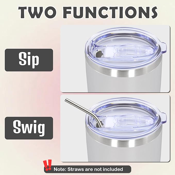 20oz Tumbler Bulk Stainless Steel Tumbler Cup with Lid Vacuum Insulated Double Wall Travel Mug, Durable Powder Coated Travel Coffee Tumbler Mug for Hot & Cold Drinks, White,8 Pack