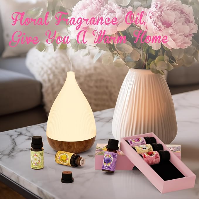Floral Essential Oils Set, Fragrance Oil Gift Set for Diffuser, Natural Scent Diffuser Oil for Candle Making- Rose, Gardenia, Jasmine, Honeysuckle, Violet, Lilac - Bloomnest