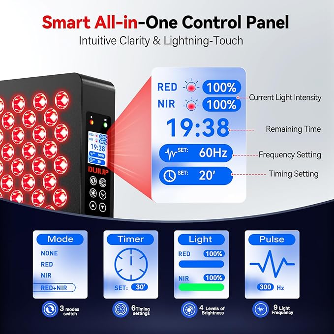 Red Light Therapy for Body & Face, Red Near Infrared Light 610-920nm with Timer and Adjustable Stand, Touch & Remote Control, 70 LEDs. Clinical Grade Panel for Energy, Pain, Skin, Recovery HOME