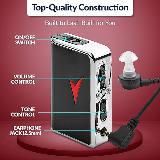 Personal Sound Amplifier - Personal Audio Amplifier Device and Voice Enhancer Device for Sound Gain of 50dB, Up to 100 Feet Away, Pocket Hearing Devices - Bloomnest