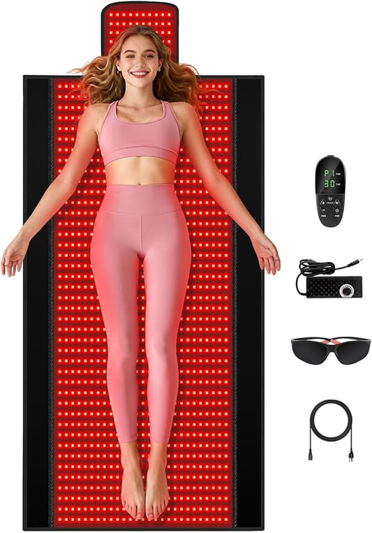 Full Body Red Light Therapy Mat, Large Size Red Light Therapy for Body 660 & 850nm Dual Wavelength Red Light Blanket, Birthday Christmas Gifts for Women Men Mom Dad Father Lover Active Black