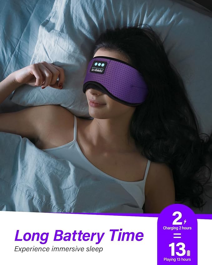 LC-dolida Sleep Headphones, White Noise Bluetooth Sleep Mask 3D Breathable Wireless Eye Mask for Timing, Sleep Mask with Bluetooth Headphones for Side Sleepers Travel Yoga, Cool Gadgets for Women Men - Bloomnest