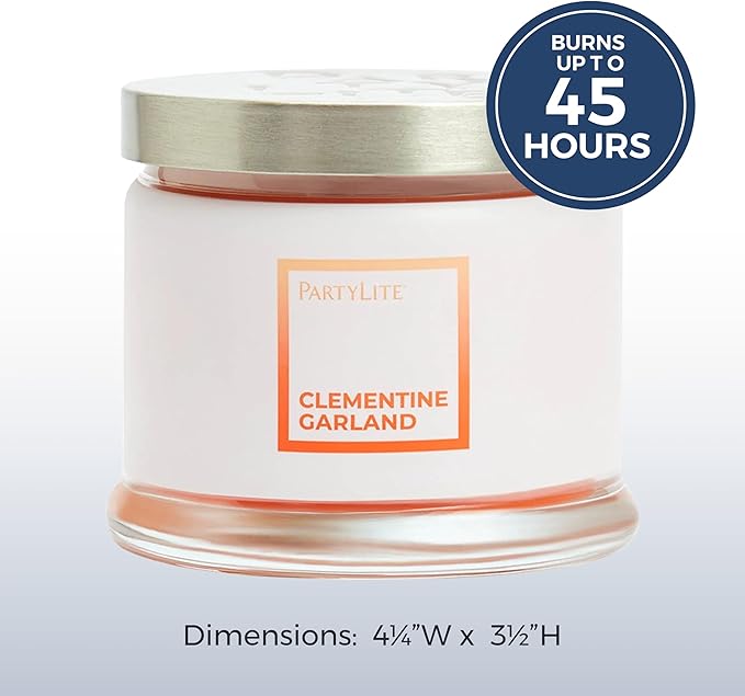 PartyLite 3-Wick Jar Candle, Highly Fragranced Clean Burning Glass Candle, 25-45 Hours Burn Time (Clementine Garland) - Bloomnest