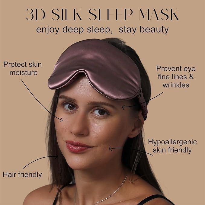 ZIMASILK Adjustable 22 Momme 100% Mulberry Silk Sleep Mask, Upgraded 3D Contoured Cup Eye Mask for Sleeping, Super Soft & Breathable Blindfold, Blackout for Deep Sleeping (Gray Purple) - Bloomnest
