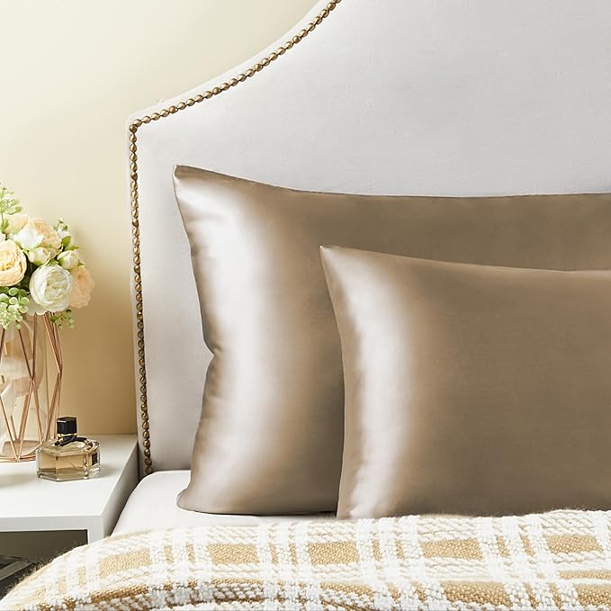 BEDELITE Satin Pillowcase for Hair and Skin, Super Soft Similar to Silk Pillow Cases 4 Pack with Envelope Closure, Cooling Pillowcases for Women Men (20"x30" Queen Size, Tawny Brown) - Bloomnest