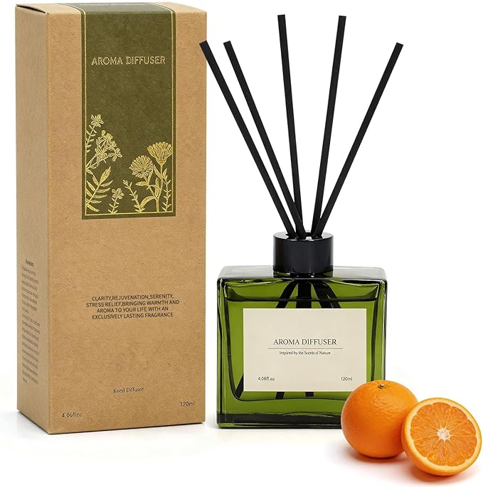 Reed Diffuser, 4 oz Citrus Grove Scent Diffuser with 10 Sticks, 90 Days Long Lasting Reed diffusers for Home, Elegant Fragrance for Bathroom Bedroom Office Decor, Air Fresh - Bloomnest
