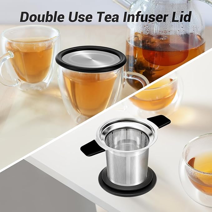 Tifanso Stainless Steel Tea Infuser Steeper Strainer for Loose Leaf Tea, Fine Mesh Reusable Diffusers Ball Bag Filter Holder with Heat Proof Handles for Teapots, Mugs, Cups - Bloomnest