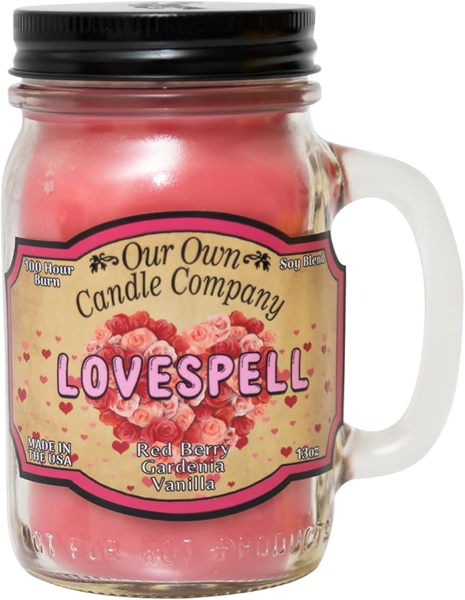 Our Own Candle Company Lovespell Scented 13 Ounce Mason Jar Candle - Bloomnest