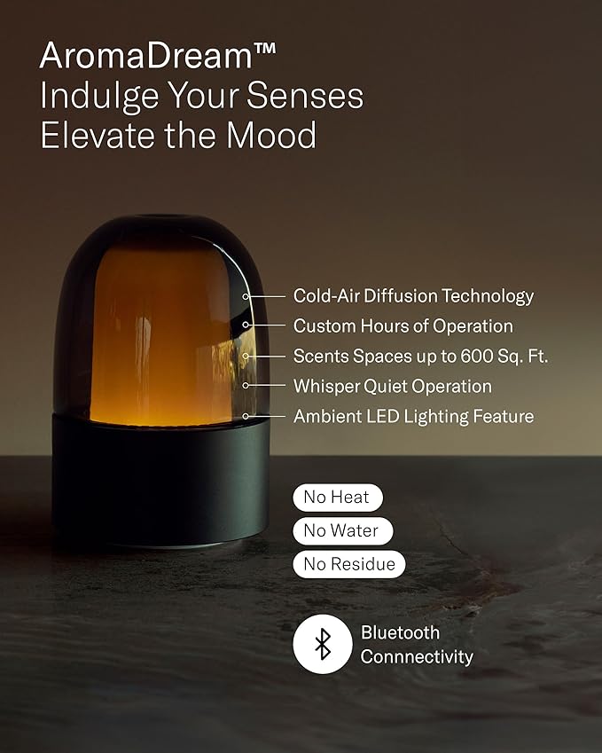 AromaTech AromaDream Scent Diffuser for Essential Oil Blends & Fragrances – Cold-Air Diffusion Scent Machine w/Bluetooth for Home, Bathroom, Bedroom, Boutiques, Spa – Nebulizing Diffusion System - Bloomnest