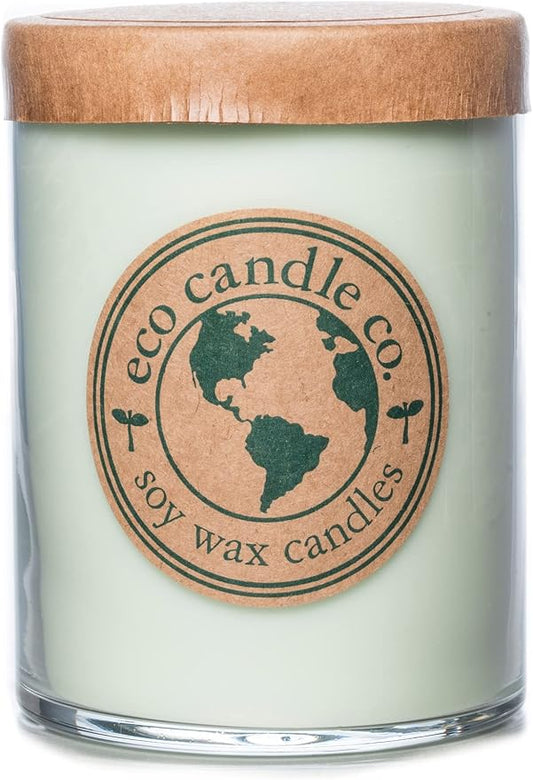 ECO CANDLE CO. Recycled Candle, Eucalyptus Mint, 18 oz. - Scents of Eucalyptus, Spearmint, & Peppermint - 100% Soy Wax, No Lead, Kraft Paper Label & Lid, Hand Poured, Phthalate Free, Midwest Soybeans - Bloomnest