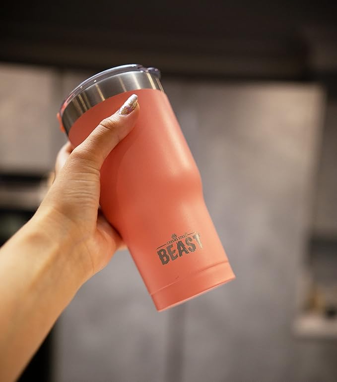 Beast 20 oz Tumbler Stainless Steel Vacuum Insulated Coffee Ice Cup Double Wall Travel Flask (Blossom Pink) - Bloomnest