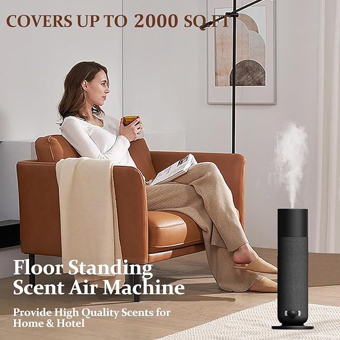 Smart Scent Air Machine for Home - Cold Air Technology Waterless Essential Oil Diffuser with Roy Tranquility Oil Set, Covers Up to 2000 Sq.Ft, Quiet Aromatherapy Machine for Hotel, Spa (Black) - Bloomnest