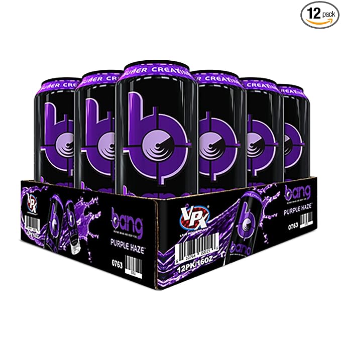 Bang Energy Purple Haze, Sugar-Free Energy Drink, 16 Ounce (Pack of 12) - Bloomnest