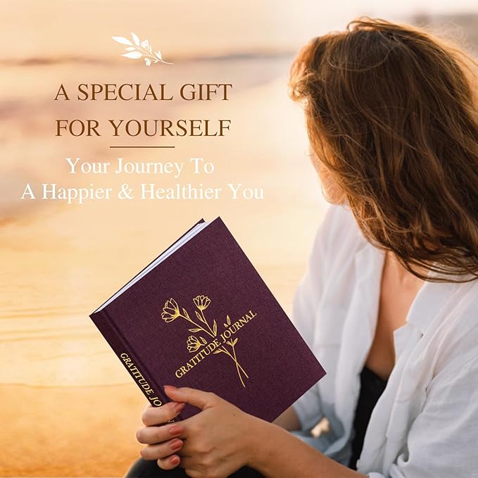 Lanpn Daily Gratitude Journal for Woman Men, 4 Month Mindfulness & Affirmation Planner, 7.8"x9.2" The 5 Minute Grateful Diary, Guided Reflection with Positivity Prompts Undated Notebook, Purple - Bloomnest
