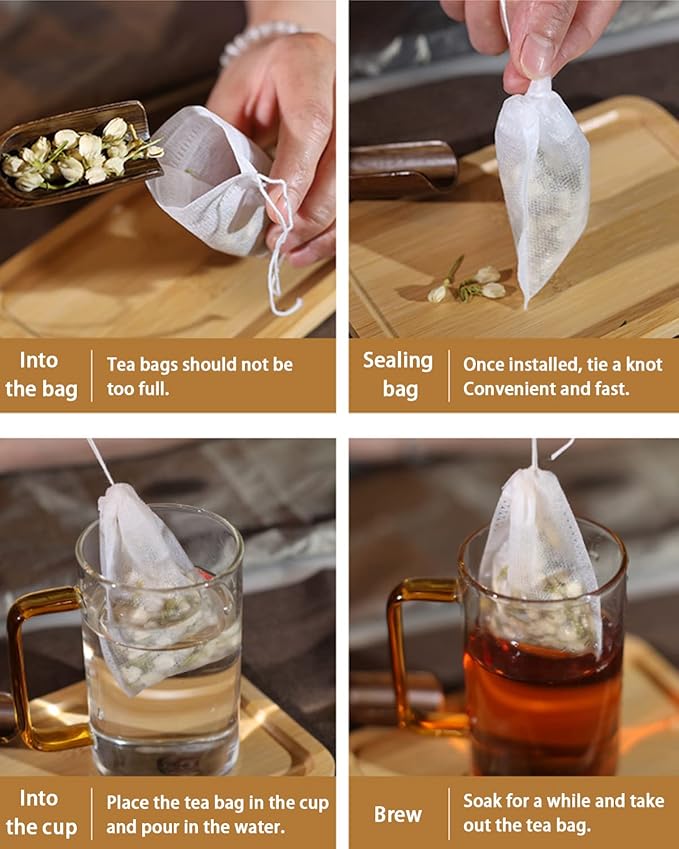 200pcs Disposable Tea Bags for Loose Leaf Tea, Tea Filter Bags with Free Tea Spoon for Loose Tea Loose Leaf Tea, Coffee, Spice, Herbs (QS53) - Bloomnest