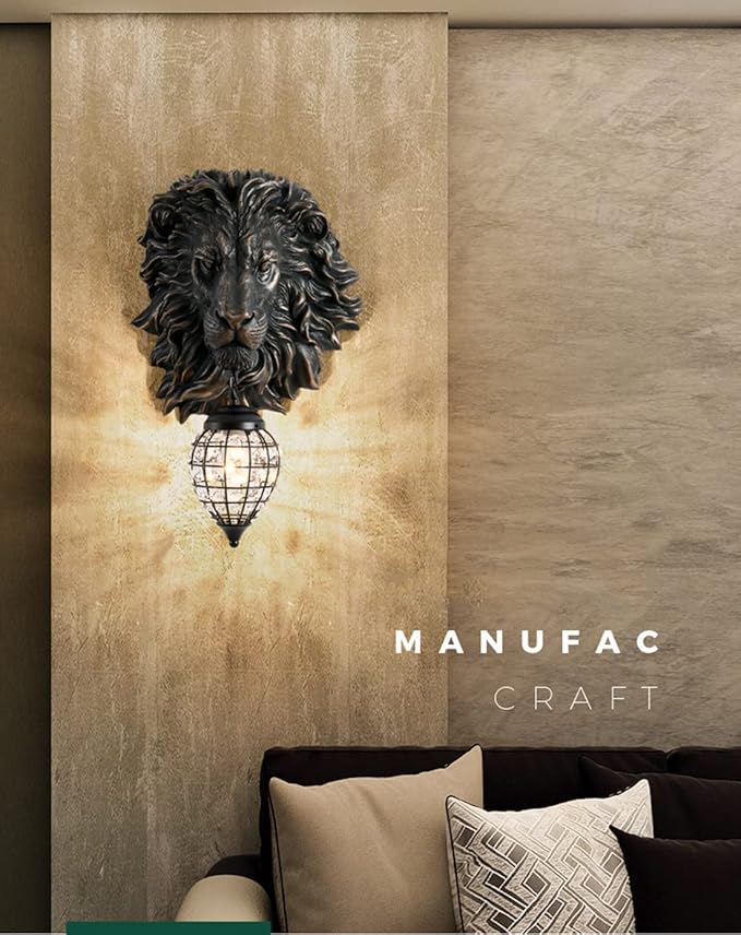 Lion Head Wall Decor Sconces Wall Lighting Retro Baroque Crystal Sconce Gold Luxury Wall Lights Fixtures for Living Room Bedroom Bedside Stairs Bathroom Mirror Headlights Lamp, E26 (B-2) - Bloomnest
