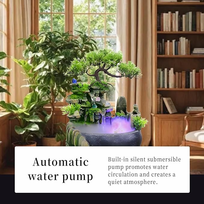 Free 10 PCS Crystal & CYLLYKGIFT Crystal Energy Guard & Tabletop Bonsai Tree Fountain - with LED Lights, Rock Waterfall, Misting Natural Crystals - Bloomnest