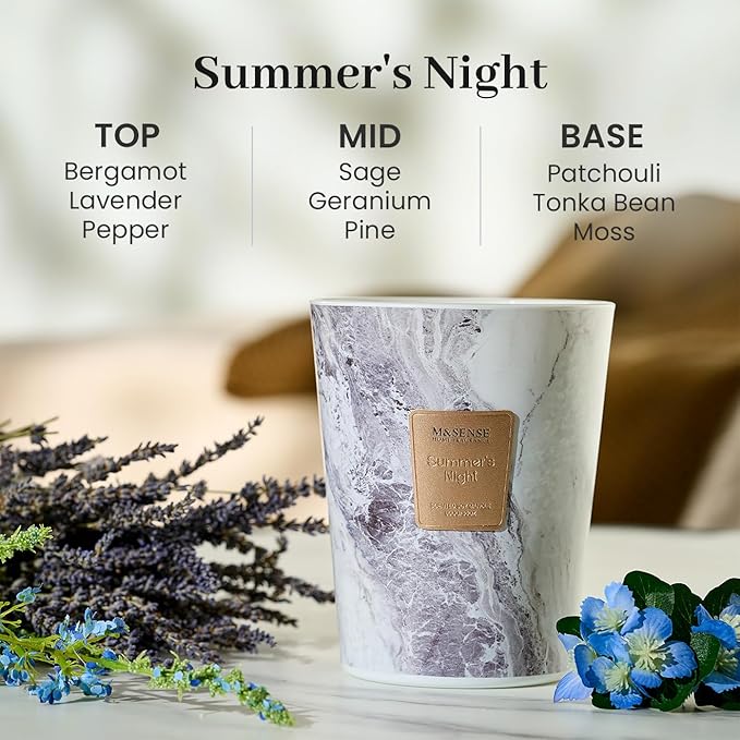 M&SENSE Summer Night Scented Candles for Home, 3-Wick Highly Scented Jar Candles, Extra Large Candle 35 Oz 150 Hours Long Lasting Burning, Relaxing Aromatherapy Candle for Stress Relief, Meditation - Bloomnest
