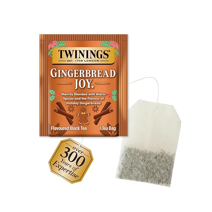 Twinings Gingerbread Joy Black Tea Individually Wrapped Bags, 20 Count (Pack of 3), Ginger & Cinnamon, Caffeinated, Enjoy Hot or Iced | Packaging May Vary - Bloomnest