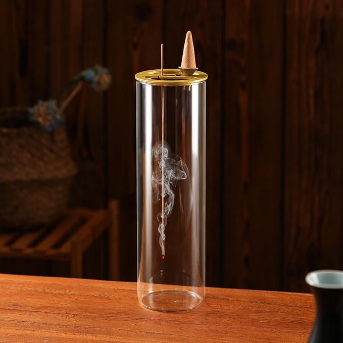 Ceremony Incense Holder, 2 in 1 Incense Burner for Sticks, Ash-Proof Glass Incense Burner for Meditation Yoga Spa Room Decor - Bloomnest