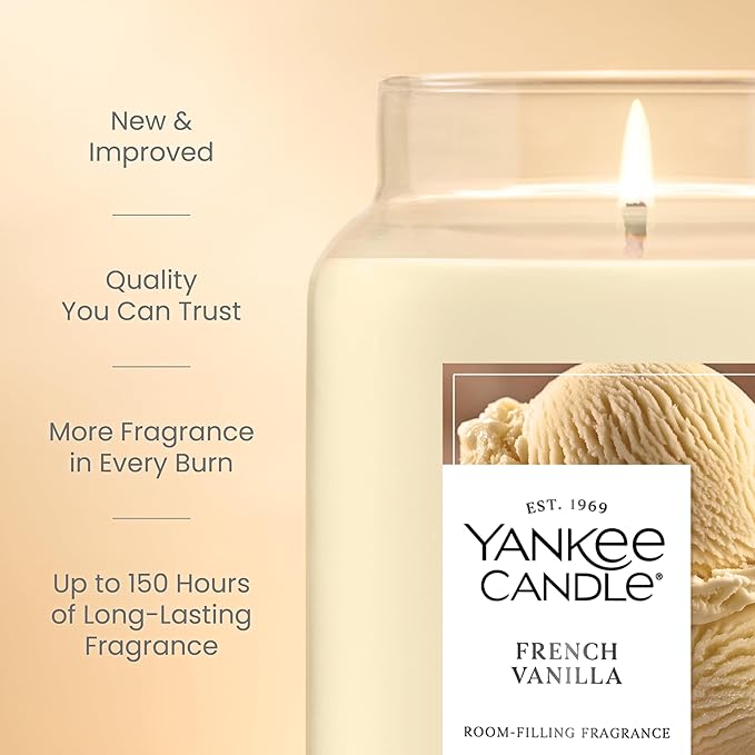 Yankee Candle French Vanilla Scented Candle, 22oz Large Jar with up to 150 Hour Burn Time, Giftable, Holidays - Bloomnest
