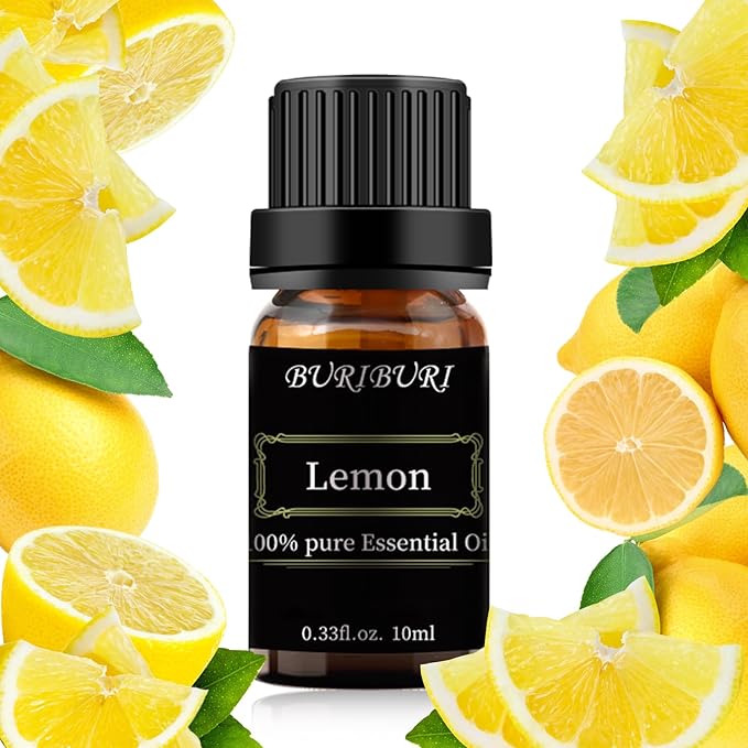 BURIBURI Lemon Essential Oil 100% Pure, Undiluted, Natural, Organic Aromatherapy Lemon Scented Essential Oils 10ML BURIBURI