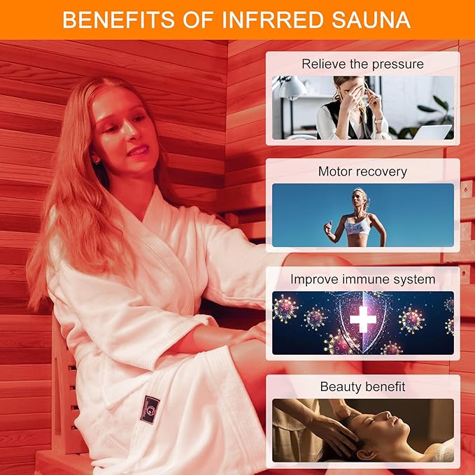 Portable Personal Far Infrared Sauna Box for Home with 660nm Red Light Threapy Bulbs, Remote Control, Heating Foot Pad, Upgraded Comfortable Chair iDOTODO